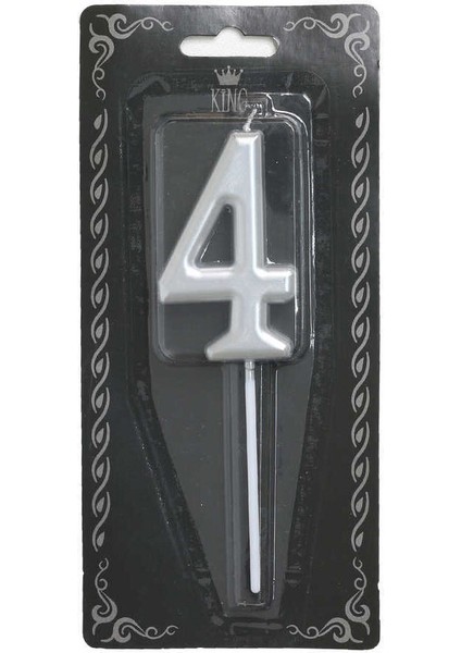 2 Adet Rakam Mum 4 Numara Gümüş fiyatları