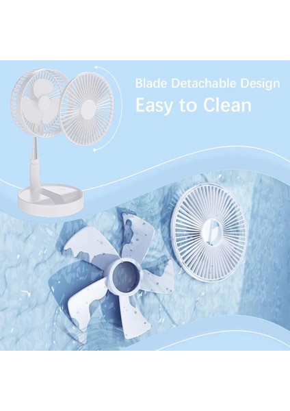 Teleskopik Fan Vantilatör 4 Modlu Şarjlı Katlanabilir Yükseltilebilir Taşınabilir Serinletici Portatif Masa Vantilatörü