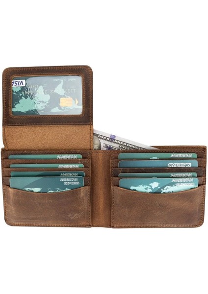 Paul Deri Cüzdan ve Kartlık, 12 Adet Kart Bölmeli, Antik Kahve modelleri