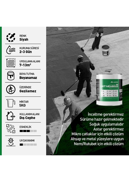 2 Adet 5 kg Lite Likit Membran Kauçuk ve Elyaf Katkılı Sıvı Su Yalıtım Malzemesi Avantaj Paket fiyatları