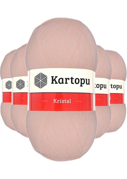 5 Adet Kristal Çift Katlı El Örgü Lif Ipi Somon K223