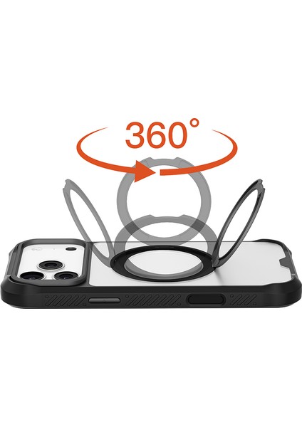 iPhone 17 Pro Kılıf M-Safeli Ring Standlı Airbag Tasarımlı Mutural Obsidian Serisi Kapak Siyah