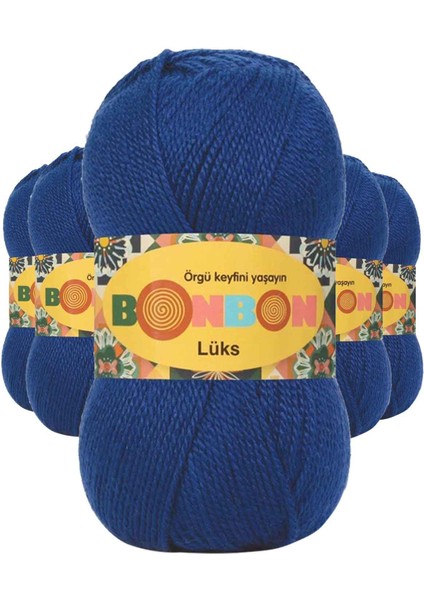 5 Adet Lüks Patik Ipi Yünü Saks Mavi 98488