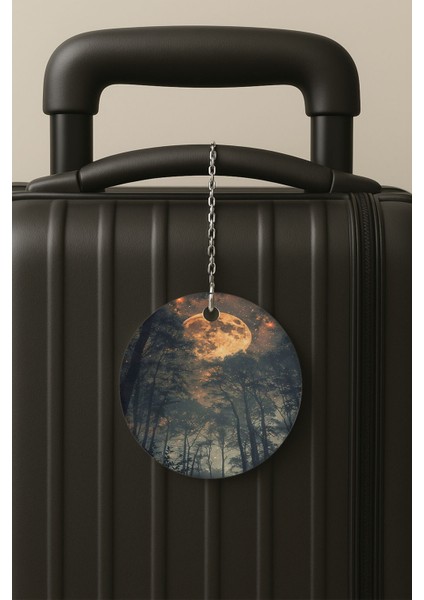 Korkutan Orman Desenli Uv Baskılı Pleksi Bavul Etiketi Seyahat Tatil Valiz Etiketi