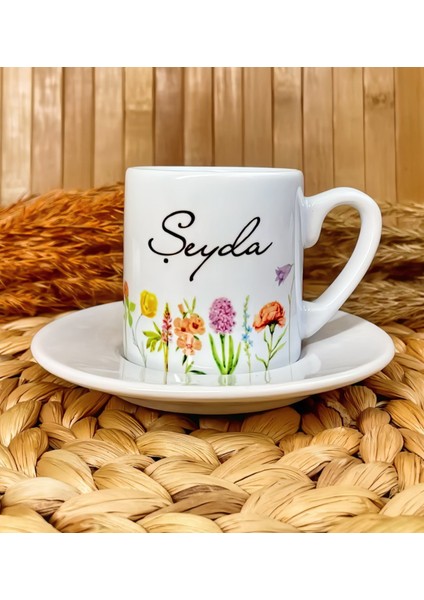 Renkli Harmoni Temalı Kişiye Özel Isimli Türk Kahvesi Fincanı – Porselen 90 ml fiyatları