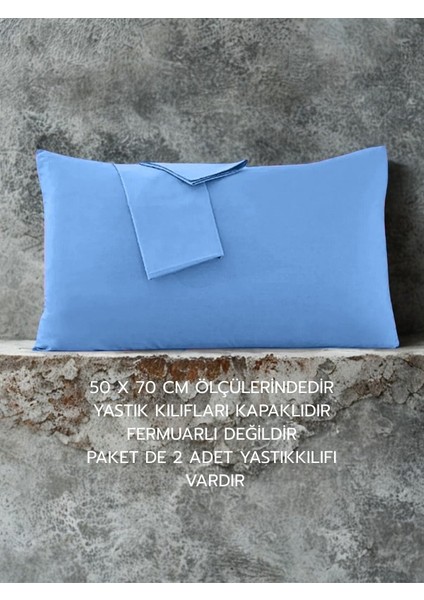 Pamuklu Düz Kumaştan Kapaklı Yastık Kılıfı 2 Adet