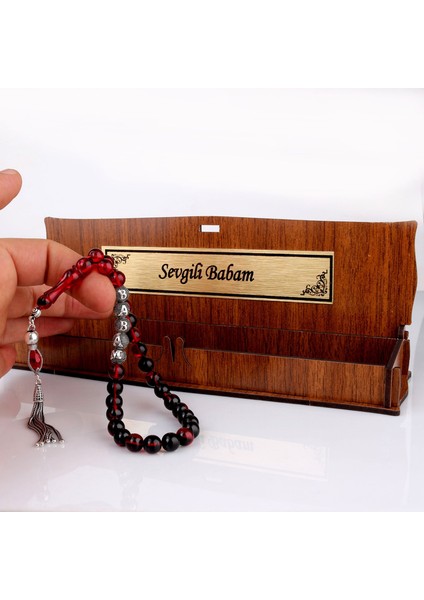 Gümüş Püsküllü Sevgili Babam Yazılı Ahşap Kutulu Ateş Kehribar Tesbih fiyatları
