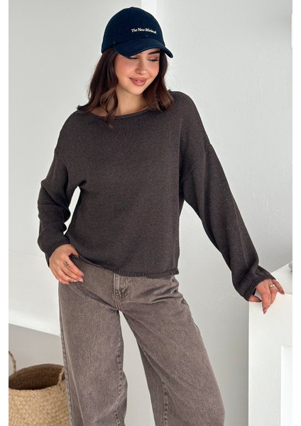 Kadın Omuz Açık Salaş Triko Kazak – Soft Elegance