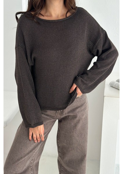 Kadın Omuz Açık Salaş Triko Kazak – Soft Elegance fırsatları