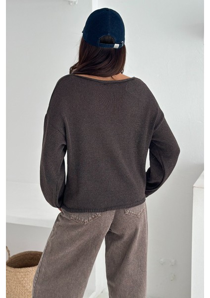 Kadın Omuz Açık Salaş Triko Kazak – Soft Elegance