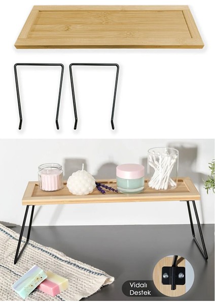 Bambora Metal Ayaklı Bambu Tezgâh Üstü Düzenleyici Raf 36X12X15 cm modelleri