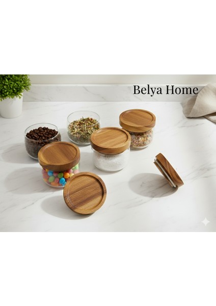 6'lı 320 ml Ahşap Kapaklı Cam Kavanoz Seti | Kahvaltılık, Reçellik, Baharatlık & Erzak Saklama Kabı(STAND YOKTUR) modelleri