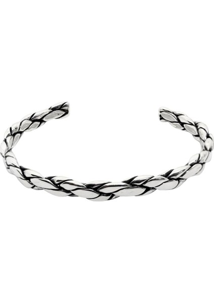 Yassı Örgü Ayarlanabilir Mexican Gümüş Bilezik