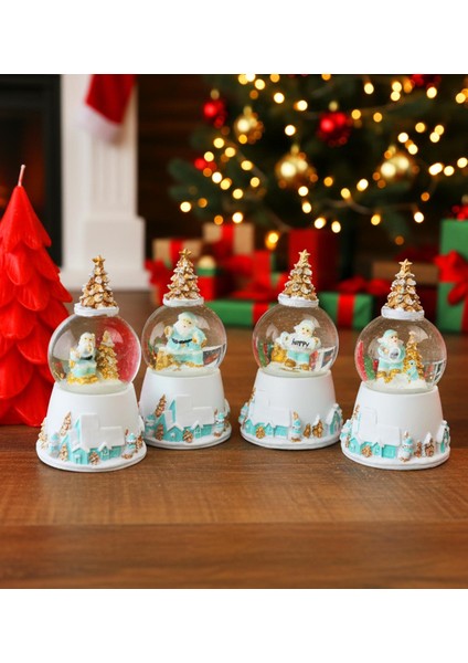 Çam Ağaçlı Yılbaşı Temalı Işıklı Mini Kar Küresi