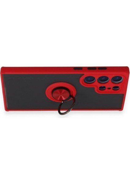 Samsung Galaxy S23 Ultra Kılıf Montreal Yüzüklü Silikon Kapak - Kırmızı modelleri