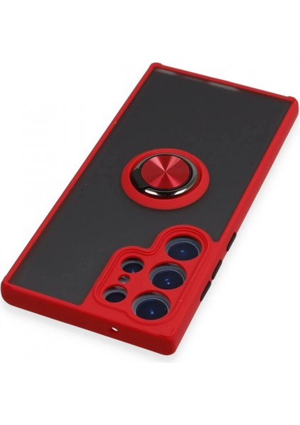 Samsung Galaxy S23 Ultra Kılıf Montreal Yüzüklü Silikon Kapak - Kırmızı fırsatları