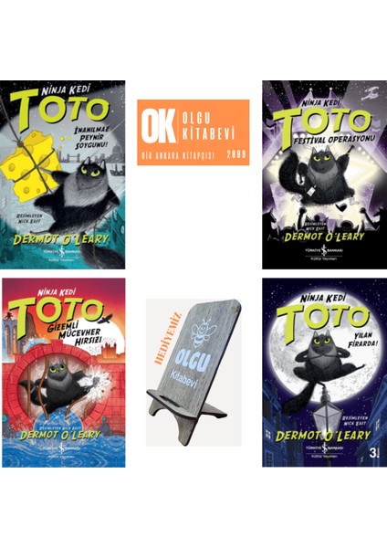Ninja Kedi Toto Serisi / 4 Kitap Set- Dermot O'leary ( Telefon Tutucu Hediye)