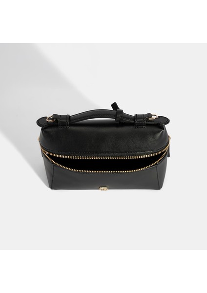 Kadın Siyah Mini Deri El Çantası