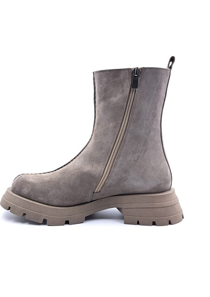 Cassido C1138 Hakiki Süet Deri Vizon Renk Kadın Bot modelleri