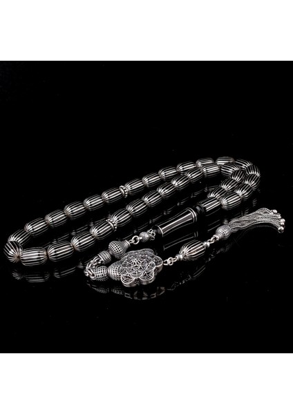 925 Ayar Gümüş 20'li Karpuz Kesim Erzurum Oltu Taşı Tesbih fiyatları