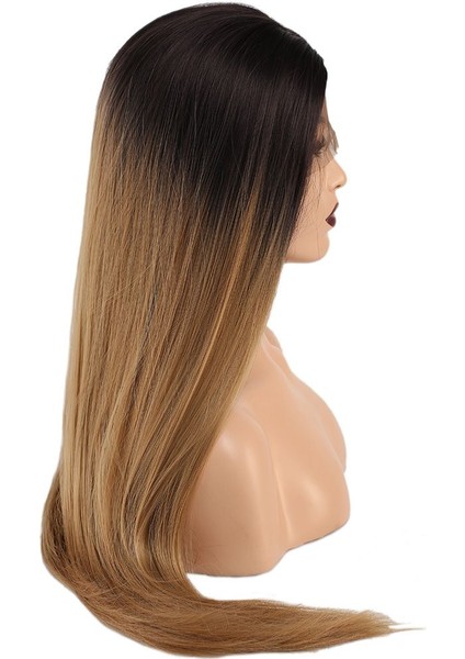 Fiber Sentetik Düz Uzun Tül Peruk / Siyah Karamel Orta Ombreli fırsatları