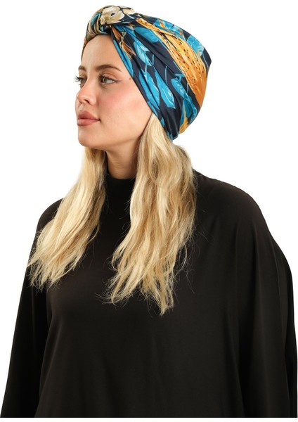 Indigo Pratik Hazır Geçmeli Tesettür Bone Ipek Desenli 2410_34 modelleri