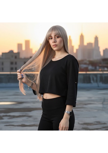 Fiber Sentetik Uzun Düz Kahküllü Peruk / Küllü Bebek Sarı