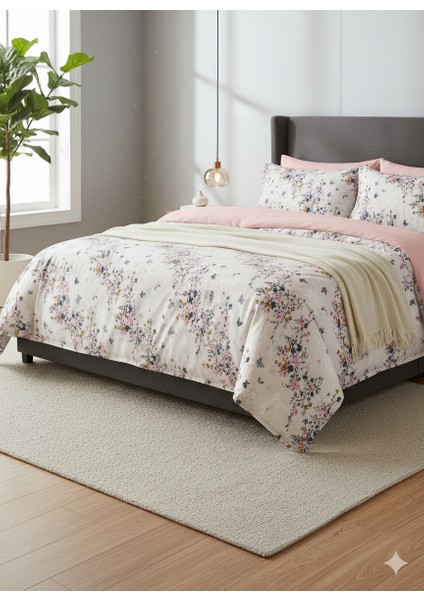 Ranforce Çift Kişilik Nevresim Takımı Fermuarlı Lastikli Çarşaflı 200X220