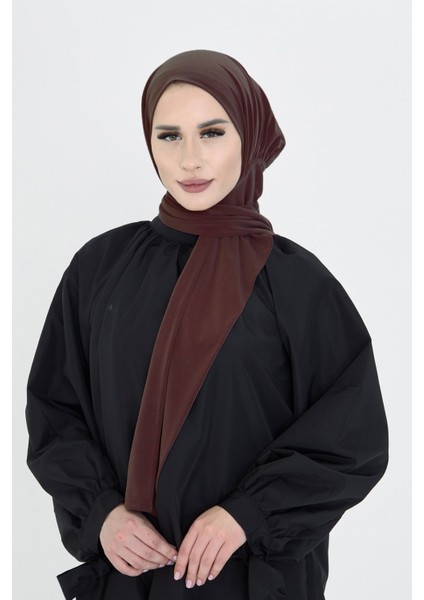 Kahve Pratik Hazır Geçmeli Tesettür Bone Sandy Boyunluklu Çıtçıtlı 2505_14