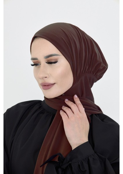 Kahve Pratik Hazır Geçmeli Tesettür Bone Sandy Boyunluklu Çıtçıtlı 2505_14 fiyatları