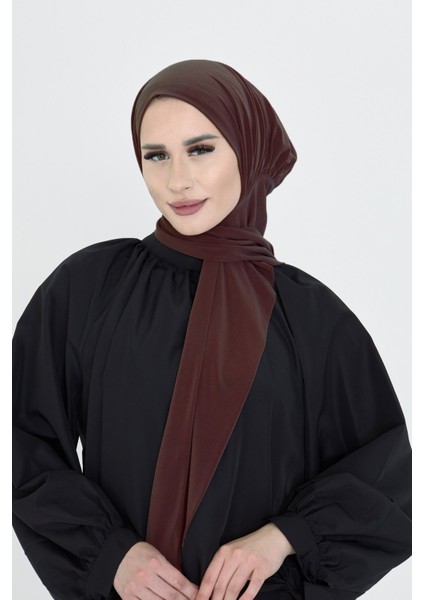 Kahve Pratik Hazır Geçmeli Tesettür Bone Sandy Boyunluklu Çıtçıtlı 2505_14