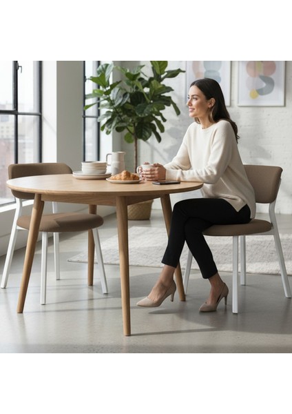 Toldy Serisi 2 Adet Cappucino Bukle Kumaş Mutfak Sandalyesi Beyaz Metal Ayak modelleri