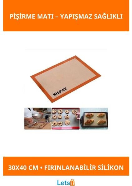 Silikon Yanmaz Yapışmaz Pişirme Matı 30X40 cm
