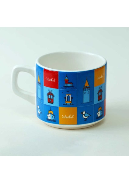 Istanbul Desenli Renkli Seramik Kupa modelleri
