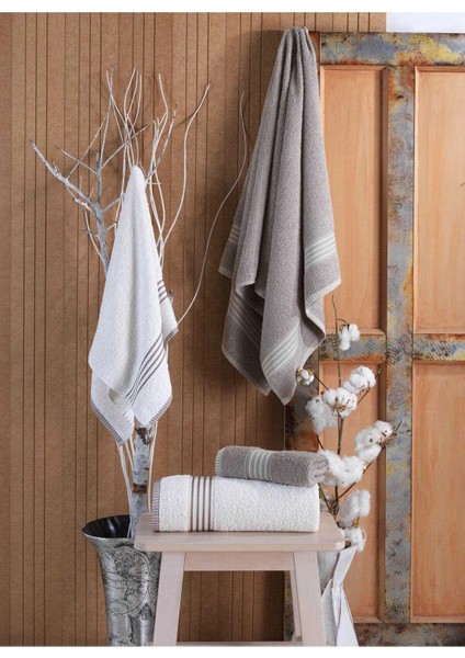 4 Lü Kadın Erkek Banyo Havlusu Takımı Oscar Bej-Krem fiyatları