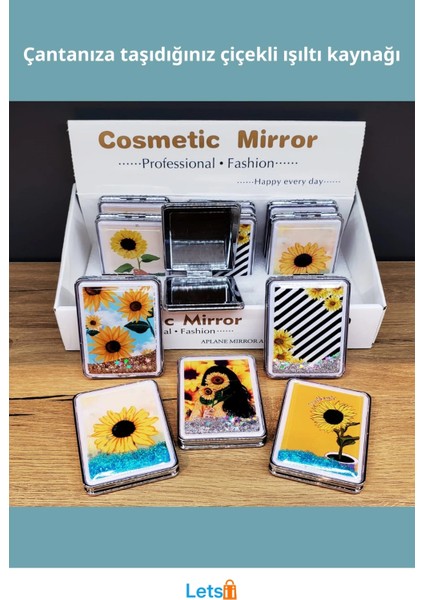 Simli Kapaklı Cep Aynası 8.5 cm x 6 cm fiyatları