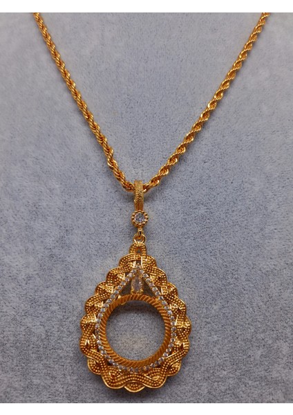 Altın Kaplama Çeyreklik Çerçeve Kolye