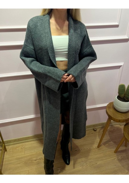 Yumuşak Dokulu Kalın Salaş Uzun Hırka