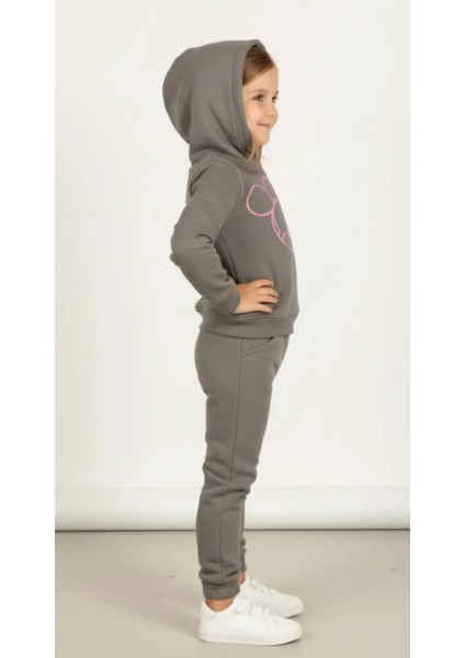 Çocuk Kapşonlu Mickey Desenli Eşofman Takımı –haki