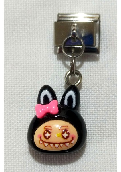 Labubu Figürlü Charm – Italyan Bilezik Uyumlu Paslanmaz Çelik