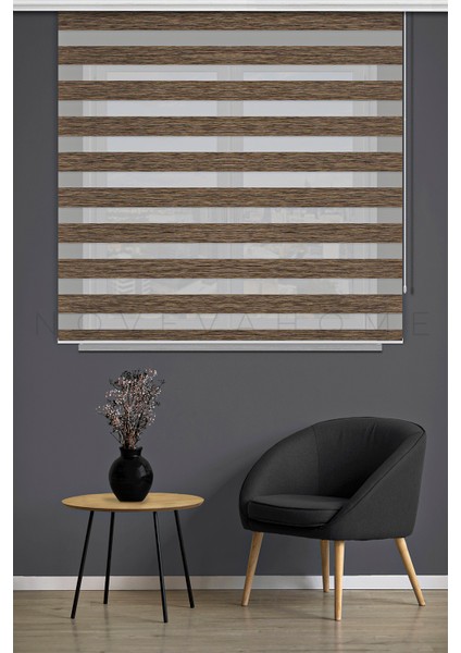 Zebra Stor Perde 03 Açık Kahve Mutfak Çocuk Odası Ofis Balkon Salon Perdesi Güneşlik Perde Plaseco