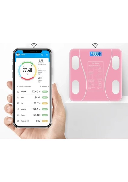 Buğz Pembe Renk Bluetooth Özellikli Akıllı Tartı fiyatları