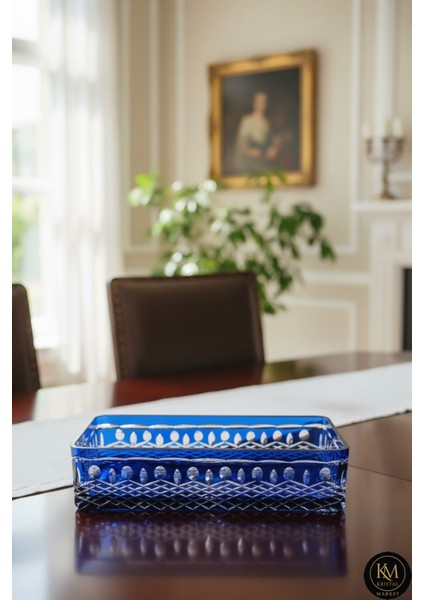 El Yapımı Kristal Royal Desenli Baton Dekoratif Sunumluk Sofra Sunum Kasesi