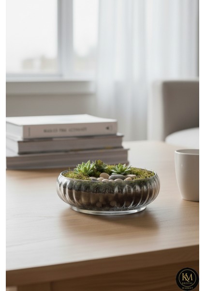 El Yapımı Titanyum Kaplama Silver Renk Dekoratif Sunumluk Meyvelik Kase