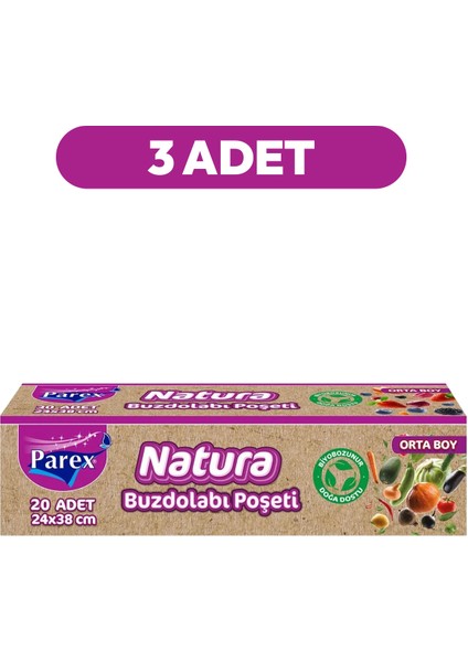 Natura Buzdolabı Poşeti Orta Boy 20’li Üçlü Paket fiyatları