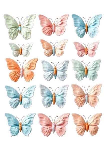 Soft Kelebek Yenilebilir Kelebek Pasta Süsü - Pasta Süsü - Kelebek Baskısı Model 3