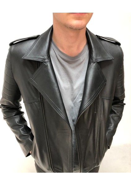 Siyah Hakiki Deri Mont Erkek – %100 Gerçek Deri, Uşak El Işçiliği, Özel Üretim fiyatları