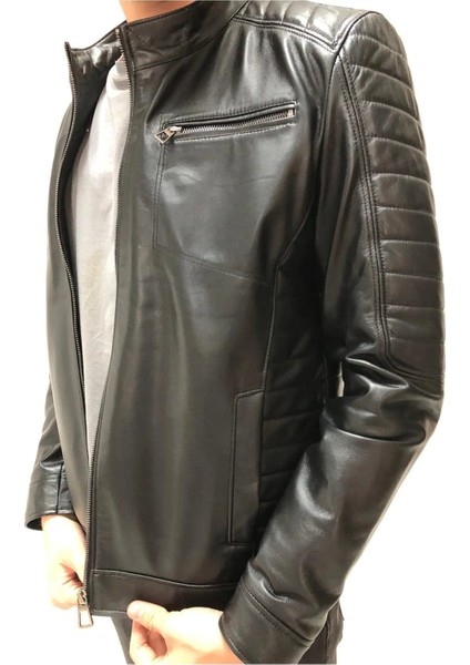 Siyah Hakiki Deri Mont Erkek – %100 Gerçek Deri, Uşak El Işçiliği, Özel Üretim modelleri