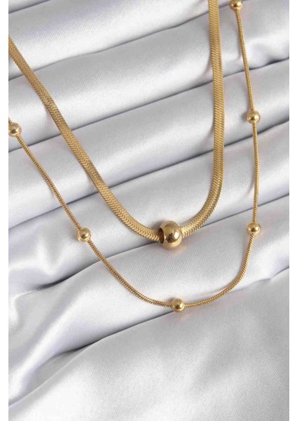 316 L Çelik Gold Renk Italyan Zincir Model Topçuk Detay Kolye fiyatları