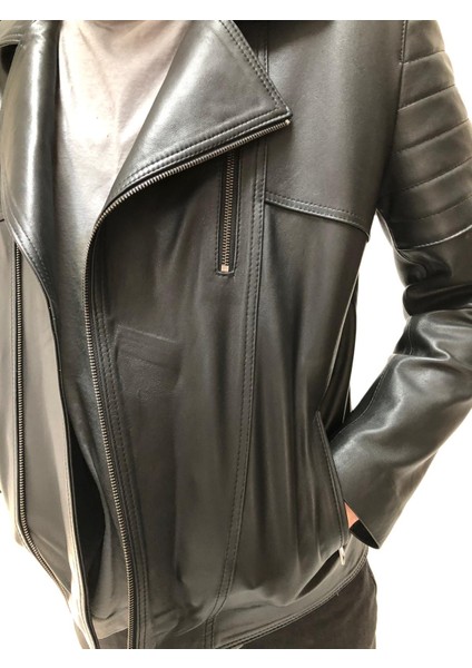 Siyah Hakiki Deri Mont Erkek – %100 Gerçek Deri, Uşak El Işçiliği, Özel Üretim